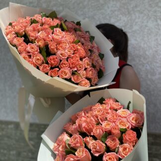 101 однобутонна троянда Міс Піггі, виостою 50-60 см, в упаковці з доставкою по всій Україні.