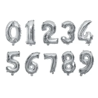 Повітряні фольговані кульки цифри – набір цифр від 0 до 9 у сріблястому та золотистому відтінках, 1 м, заповнення повітрям
