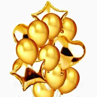  Фольговані латексні кульки золотого кольору, набір із 14 штук наповнених гелієм