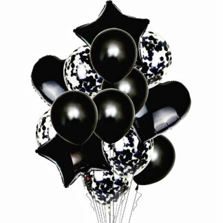 Фольговані латексні кульки з конфеті чорного кольору