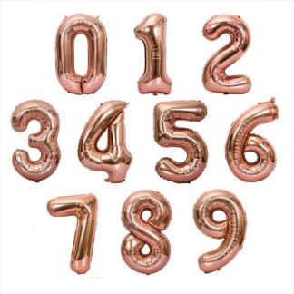 Гелієві фольговані кульки-цифри 1м – набір цифр від 0 до 9 у сріблястому та золотистому відтінках, 1 м, заповнення гелієм